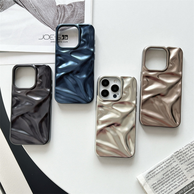 Creative Water Ripple Pattern Curly Wave Shape Cover Electroplated TPU Phone Case for iPhone 17 Pro Wholesale Phone Accessories