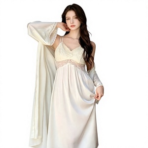 Set Loungewear Due Pezzi in Raso Francese di Poliestere da Donna, Senza Colletto, a Maniche Lunghe, Leggero, Stile Vintage Palazzo Autunnale - Product Image 6