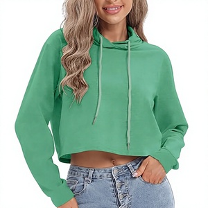 Sweat-shirt court à capuche de luxe, coupe ample, en molleton épais 400 GSM, à épaules tombantes, grammage lourd, streetwear haut de gamme, modèles vierges - Product Image 1