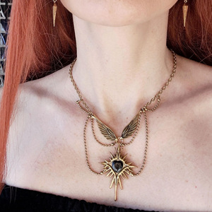 Collana Creativa con <span class=keywords><strong>Ali</strong></span> d'Angelo e Croce, Stile Punk, Geometrica Semplice, Vintage Gotico, Hip Hop, con Ciondolo a Cuore e Nappa, Unisex - Product Image 1