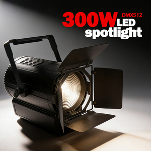 Projecteur <span class=keywords><strong>Fresnel</strong></span> professionnel blanc chaud pour studio, 300W COB LED, contrôlé par DMX, design dimmable - Product Image 1