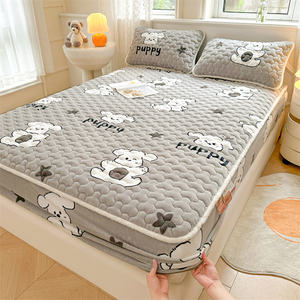 Kış sıcak kadife elastik bant monte levha süper yumuşak king-size yatak levha - Product Image 5