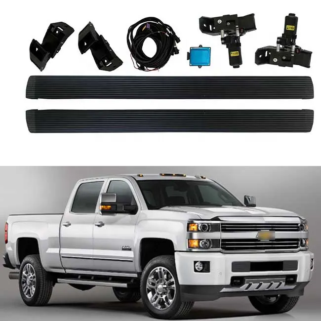 Elétrica Side Step Power Running Boards pó revestido 100% impermeável Black2500 3500 preto para Chevrolet Silverado 1set / CTN