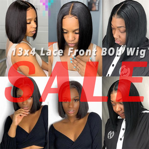 Pelucas frontales Bob cortas sin pegamento 13x4 13x6 5x5 <span class=keywords><strong>HD</strong></span> full LACE Front Raw Indian Bone Straight cabello humano natural teje y medias pelucas - Product Image 6