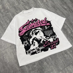 เสื้อยืดโอเวอร์ไซส์ทรงบ็อกซี่ 280 แกรม ผ้าฝ้าย 100% พิมพ์ลายกราฟิกด้วยเทคนิคซิลค์สกรีน ระบายอากาศได้ดี สไตล์ลำลอง ทรงครอป เสื้อผ้าสตรีทแวร์สำหรับผู้ชาย - Product Image 3