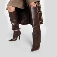 Bottes hautes à talon aiguille confortables et pliables, à bout pointu, de créateur renommé, pour femmes