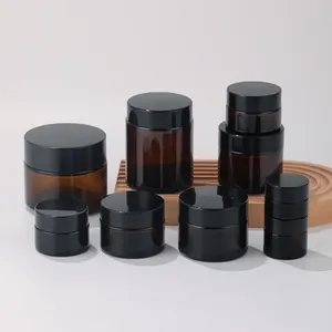 5g 10g 15g 20g 30g 50g 100g Amber Glass Cosmetic Jar With Lid 30ml 50ml 100ml Dark Brown Glass Jar With Lid For Cosmetics