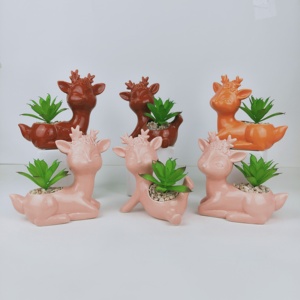 動物の形のセラミック多肉植物プランターポット多目的盆栽植物花瓶クリエイティブサボテンフラワーポット-ホームオフィスの庭の装飾 - Product Image 4