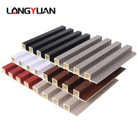 Panneau Mural Moderne Imperméable Ignifuge en PVC WPC, Lame Rainurée en Composite Bois-Plastique pour Revêtement Intérieur/Extérieur d'Hôtel ou de Télévision
