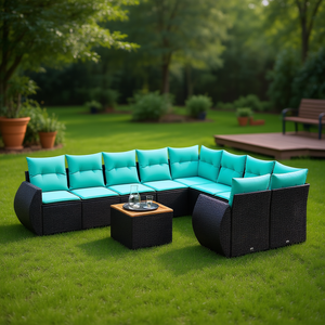 Poly Rattan Garden <b>Sofa</b> <b>Set</b> With Cushions 10 Piece Outdoor Furniture Contemporary Design - Product Image 2