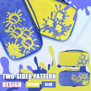 Nintendo <b>Switch</b> Carrying <b>Case</b> Hard Shell Protective <b>Case</b> For <b>Switch</b> OLED Console With Handle And Interior Pockets Blue Yellow - Product Image 3
