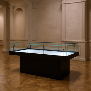Vitrine de musée moderne 180x80x105cm en verre noir avec éclairage LED pour exposition - Product Image 3