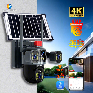 Eseecloud 4Lens 3Views Outdoor Security Network Camera 360 PTZ IP <strong>CCTV</strong> <strong>Wireless</strong> WIFI 4G Solar Camera - Product Image 1