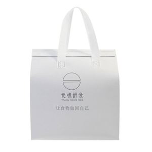 Wholesale Dessert Beverage Restaurant Takeout Waterproof Non-Woven White Sold Cooler Bag With Handle - Product Image 3