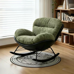 Fauteuil à bascule en velours vert avec coussin, fauteuil d'appoint moderne pour salon, mobilier d'hôtel - Product Image 2