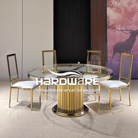 Ensemble de table de banquet ronde en verre transparent en acier inoxydable doré de meubles de quincaillerie Foshan