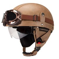 Casque Demi-Face Rétro Vintage en ABS pour Trottinette Électrique Unisexe Toutes Saisons avec Visière Fumée Transparente et Certifié DOT – Livraison Rapide