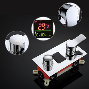 Brass <strong>Shower</strong> Set Chrome Rain <strong>Shower</strong> <strong>System</strong> with LED Celsius Temperature Display for Home Hotel - Product Image 5