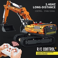 Reobrix 22003 Excavadora Mecánica Motorizada, Camión con Control Remoto por Aplicación, Vehículo RC, Bloques de Construcción de Plástico, Juguetes de Ladrillos
