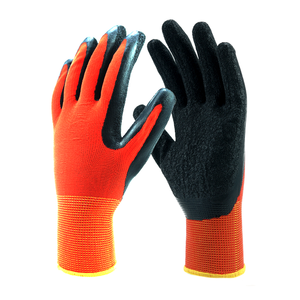 CE EN388-guantes de trabajo de seguridad para la construcción, protectores de manos recubiertos de goma y látex, color rojo, poliéster, arrugado - Product Image 3