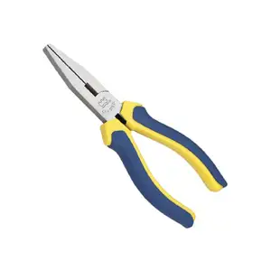 European style fine polished flat nose pliers with 2-color plastic handle