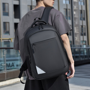 Men's Solid Color Textured <b>Backpack</b> 14 Inches <b>Laptop</b> Capacity Business Casual Commuting Travel Gray Black Green - Product Image 3