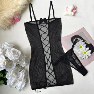 ملابس نسائية مثيرة للبالغين، فستان نوم شفاف بتصميم مفتوح الظهر وأربطة متقاطعة، ملابس إغراء ساخنة - Product Image 6