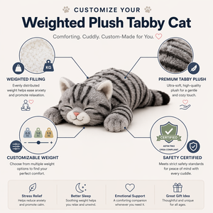 Peluche de Gato Realista con Peso, Orejas Rosas, Suave, en Posición Acostada, para Alivio de la Ansiedad y Apoyo Sensorial - Product Image 4
