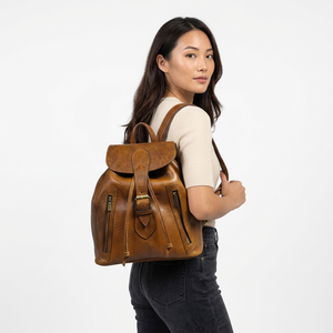 Genuine Leather Lightweight Detachable <b>Backpack</b> <b>Women</b> Vintage Retro Style Softback Buckle Closure Water Resistant Shoulder Strap - Product Image 4