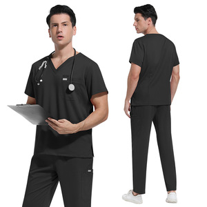 Uniformes Médicos Elásticos de Moda al por Mayor con Cuello en V para Enfermería, Conjuntos de Uniformes Quirúrgicos Tejidos para Hombres y Mujeres - Product Image 2