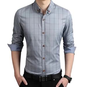 เดรสเชิ้ตแฟชั่นทรงสลิมฟิตสำหรับผู้ชายเสื้อเชิ้ตลายทางลำลองออกแบบใหม่ล่าสุด - Product Image 2