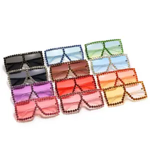 Oversized Rhinestone Sunglasses Women Big Wide Temple Bling Stones 2020 Fashion Shades Glasses