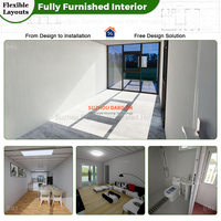 Maison conteneur préfabriquée en structure acier, design moderne intégré, pour abri de voiture, toilettes, villa de vacances