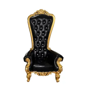 2024 Latest European Style Top Quality Black Gold Wedding Throne Chairs Banquet Chair Throne Chair 10 Years Warranty