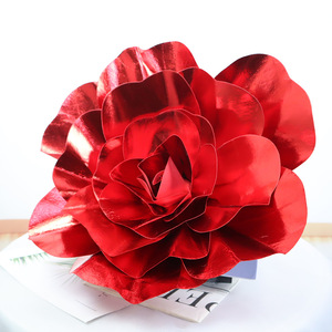 Metallic Shiny Artificial Rose Large Faux Fake Rose Flower <b>Wedding</b> Aisle Road Lead Mall Window Display Photography <b>Prop</b> Decor - Product Image 4