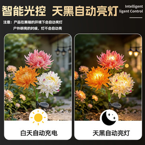 Lámparas Solares con Forma de Crisantemo, Impermeables, LED, para Jardín, Cementerio, Césped - Product Image 5
