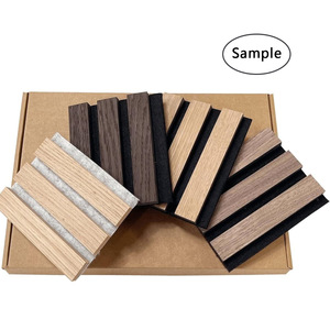 Wooden Grating Sound Absorbing Panel MDF Rectangle Contemporary Design For Ceiling Wall Installation With Glue Or Nail - Product Image 1
