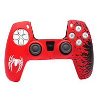 Coque en silicone souple compatible avec la manette PS5, motif toile d'araignée gravé au laser, confort ergonomique, protection de la manette de jeu