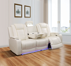 Moderno Conjunto de Sofá Reclinable Cuadrado Extensible de Cuero Genuino con Función de Enfriamiento para Sala de Estar - Product Image 5