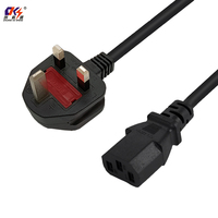 Cable de Alimentación CA de 3 Pines Estándar del Reino Unido, Fabricado en China, con Conector C13 para PC, Enchufe Eléctrico con Clavija del Reino Unido
