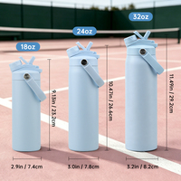 Bouteille d'eau en acier inoxydable 4-en-1 de 24 oz avec couvercle, bec verseur et paille double fonction pour le sport et la gym – Vente en gros