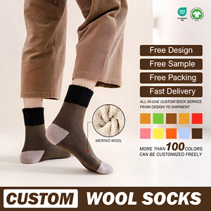 <span class=keywords><strong>Chaussettes</strong></span> de compression 100 % laine pour femmes, <span class=keywords><strong>chaussettes</strong></span> de <span class=keywords><strong>ski</strong></span> chaudes en laine mérinos lourde pour l'hiver, personnalisables avec motif imprimé et logo sur le corps et le bordure. - Product Image 2