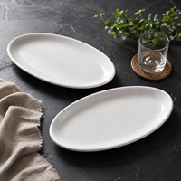 Assiette ovale en céramique de style européen, vente en gros directe usine, pour hôtels et restaurants, motif personnalisé, pour mariages et fêtes, en stock