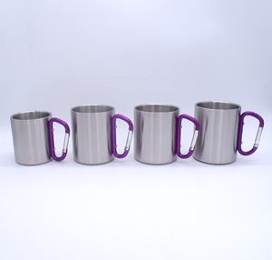 Taza de acero inoxidable personalizable con asa de sublimación, mosquetón de metal para acampada - Product Image 6