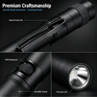 Lampe torche LED 160lm personnalisée, fabriquée en usine depuis 44 ans, batterie rechargeable, étanche IP65, en alliage d'aluminium, faisceau réglable, OEM ODM en gros
