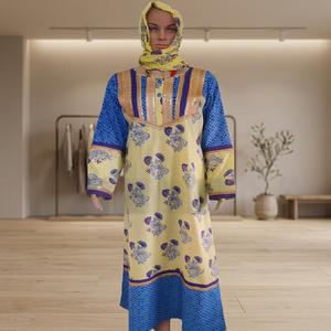 Robe Jalabiya à imprimé floral modeste pour femmes musulmanes, col brodé, foulard assorti, tenue quotidienne, style Abaya, robe longue - Product Image 3