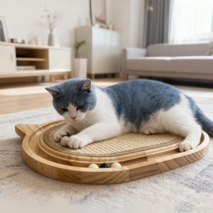 Rascador de sisal de madera para gatos, color madera natural, árbol para gatos duradero para gatos de interior - Product Image 1
