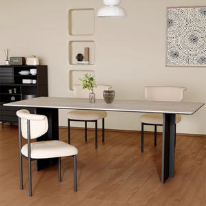 Mesa de Comedor Rectangular de Piedra Estilo Wabi Sabi, Diseño Minimalista para Comedor, Estructura Combinada Estable - Product Image 2