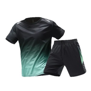 Men's Ice Silk Quick Dry Sportswear Set Short Sleeve Knitted Polyester Fiber For Running <b>Badminton</b> Basketball Training - Product Image 2