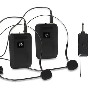 JIY ไมโครโฟน VHF ไมค์ติดปกเสื้อพร้อมตัวรับสัญญาณ,ไมโครโฟนไร้สายแบบพกพาเชื่อมต่ออัตโนมัติสองช่อง